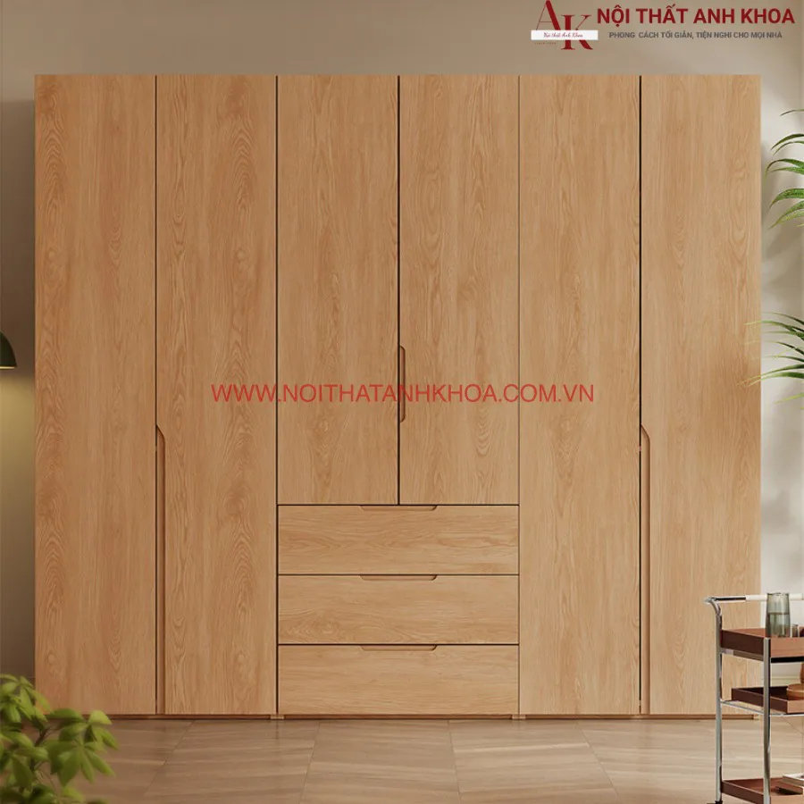 Tủ Áo Gỗ Cao Su Phủ Veneer Sồi Giá Tốt