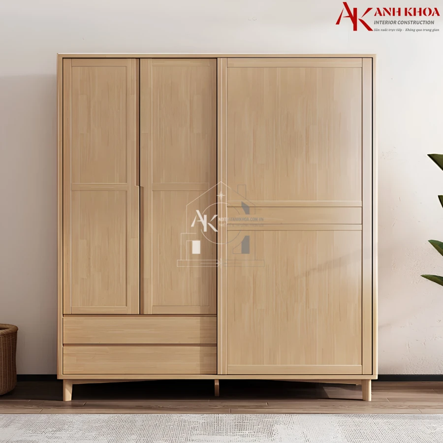 Tủ Áo Gỗ Cao Su Thiết Kế Hiện Đại