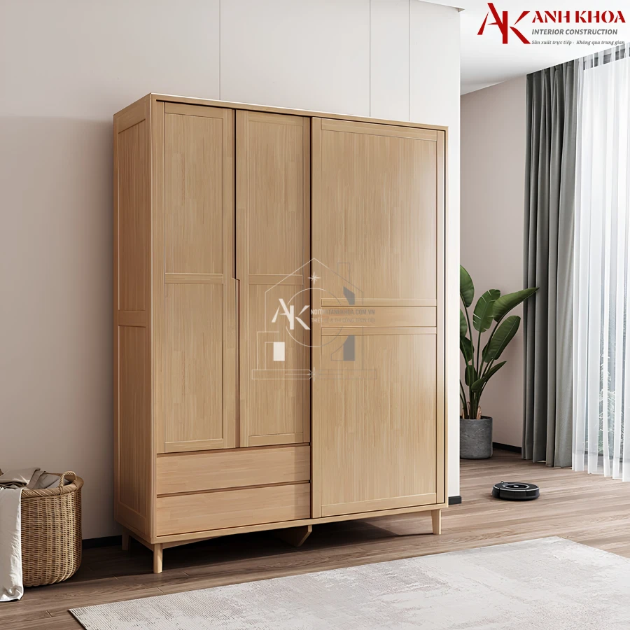 Tủ Áo Gỗ Cao Su Thiết Kế Hiện Đại