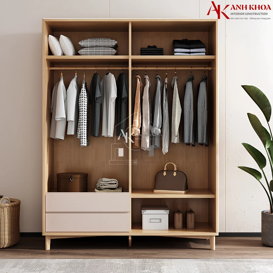 Tủ Áo Gỗ Cao Su Thiết Kế Hiện Đại