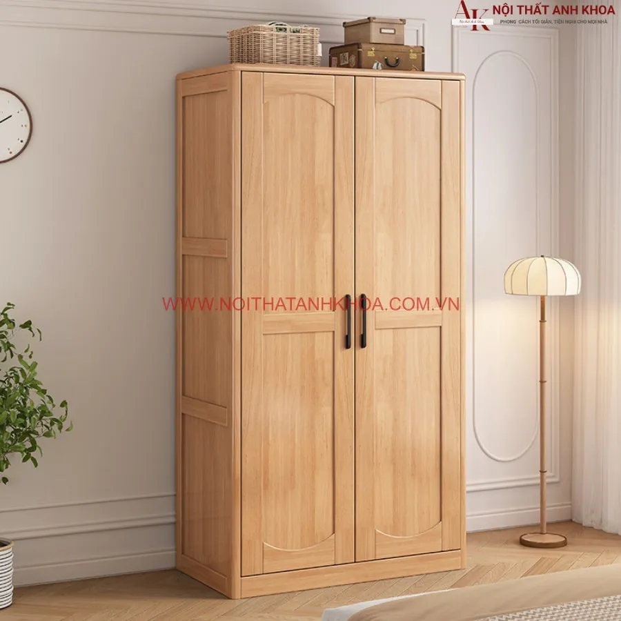 Tủ Áo Gỗ Ghép Phủ Veneer Sồi Đẹp Hiện Đại