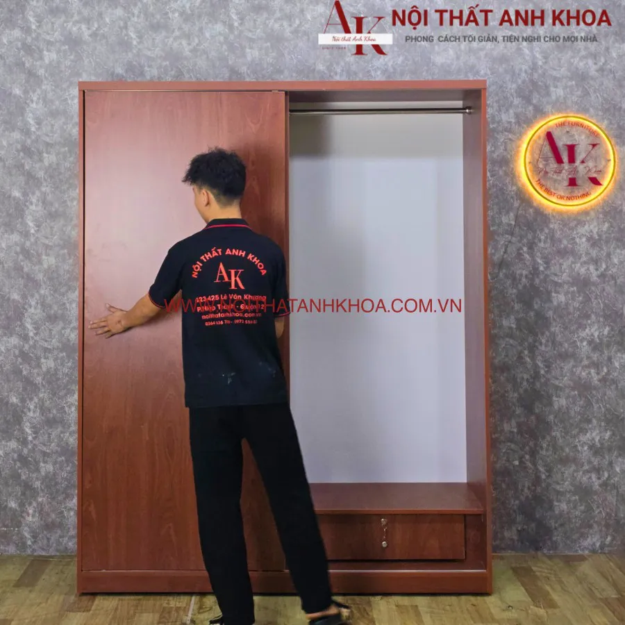 Tủ Quần Áo Màu Xoan Đào Gỗ Công Nghiệp Cao Cấp Hiện Đại