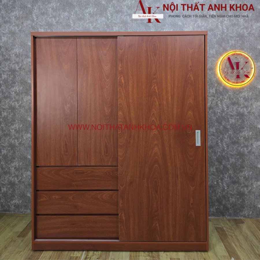 Tủ Quần Áo Màu Xoan Đào Gỗ Công Nghiệp Cao Cấp Hiện Đại
