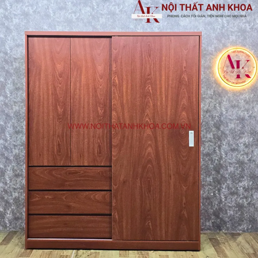 Tủ Quần Áo Màu Xoan Đào Gỗ Công Nghiệp Cao Cấp Hiện Đại