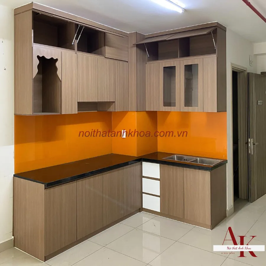 Tủ Bếp Đẹp Gỗ MDF Chống Ẩm Tối Giản Hiện Đại