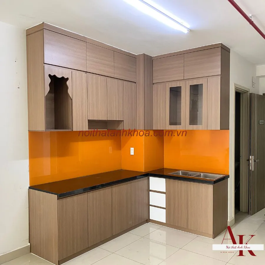 Tủ Bếp Đẹp Gỗ MDF Chống Ẩm Tối Giản Hiện Đại