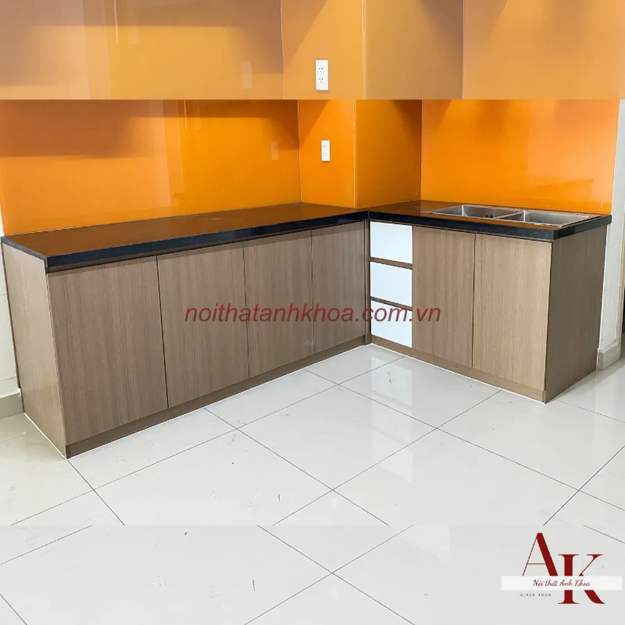 Tủ Bếp Đẹp Gỗ MDF Chống Ẩm Tối Giản Hiện Đại