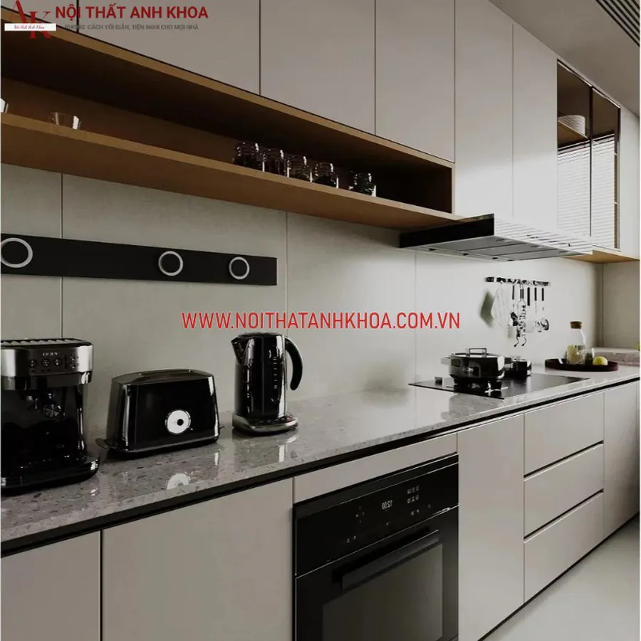 Tủ Bếp Gỗ Công Nghiệp Phối Màu Hiện Đại Sang Trọng
