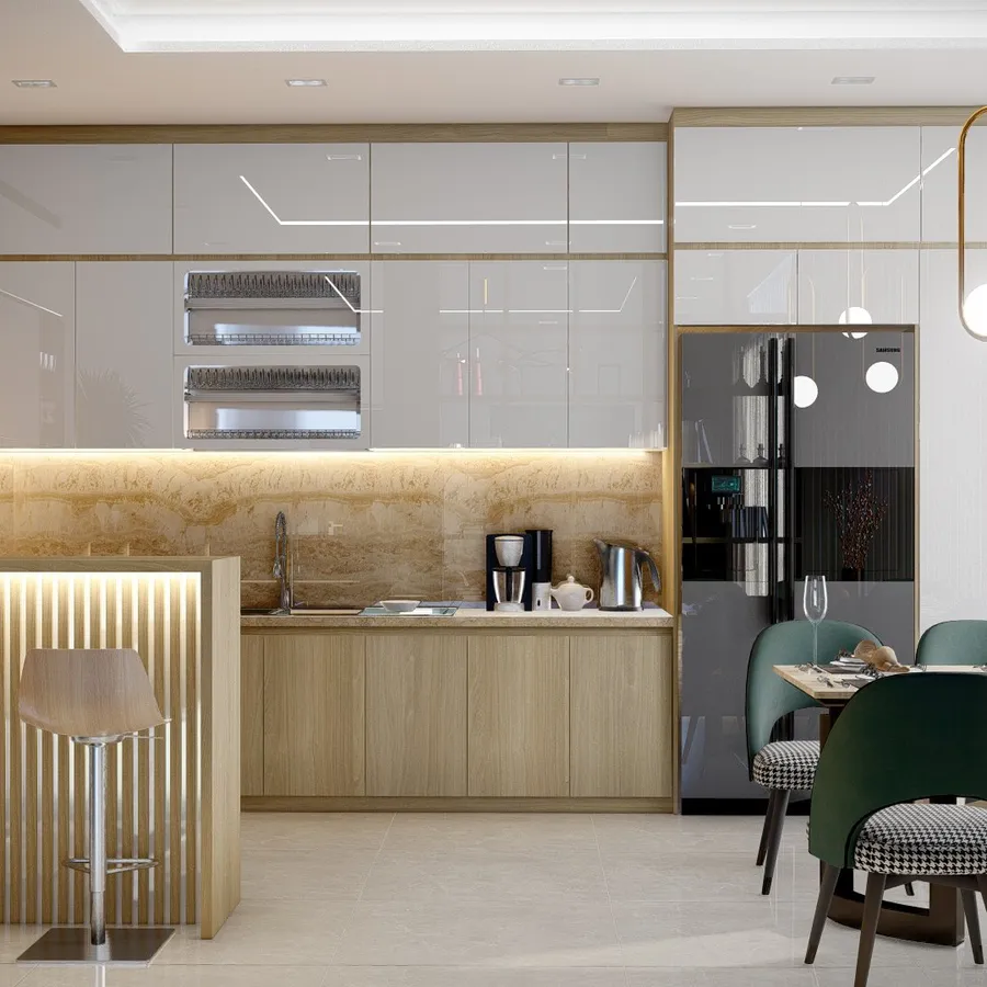 Tủ Bếp Gỗ MDF Cánh Acrylic Chống Ẩm Cao Cấp Bảo Hành 24 Tháng