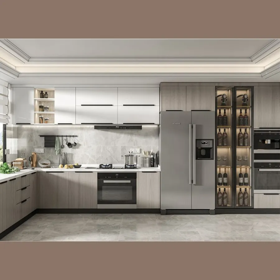 Tủ Bếp Hiện Đại Gỗ Công Nghiệp MDF Phủ Melamine Mang Phong Cách Hiện Đại