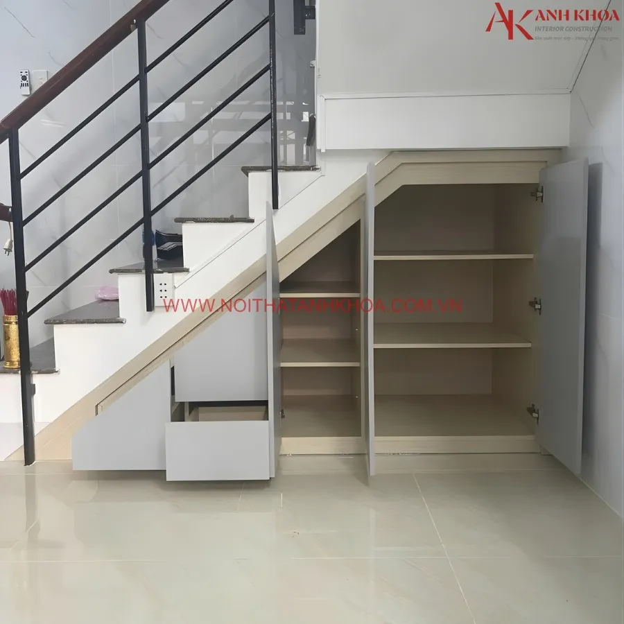 Tủ Cầu Thang Đẹp Gỗ Công Nghiệp Thông Minh