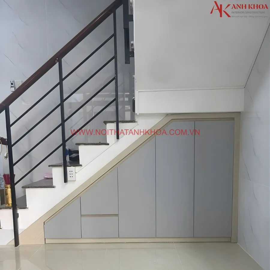 Tủ Cầu Thang Đẹp Gỗ Công Nghiệp Thông Minh