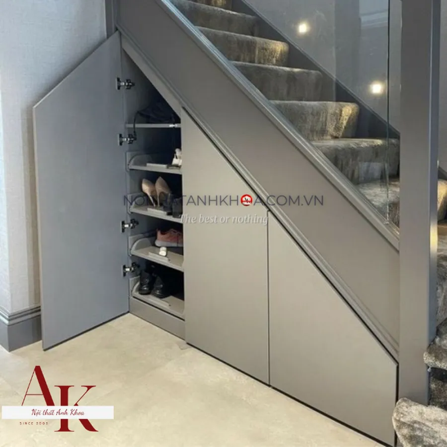Tủ Cầu Thang Gỗ Công Nghiệp MDF Phủ Melamine Đẹp Hiện Đại