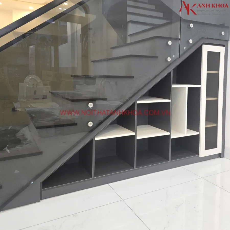 Tủ Cầu Thang Gỗ Công Nghiệp Thiết Kế Đẹp Sang Trọng