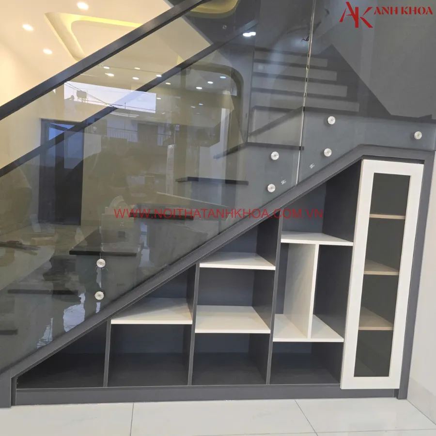 Tủ Cầu Thang Gỗ Công Nghiệp Thiết Kế Đẹp Sang Trọng