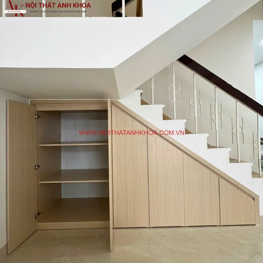 Tủ Cầu Thang Gỗ Công Nghiệp Thiết Kế Thông Minh