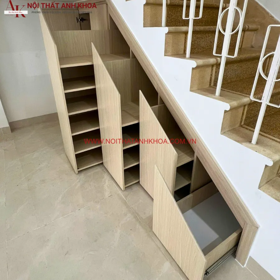 Tủ Cầu Thang Gỗ Công Nghiệp Thiết Kế Thông Minh
