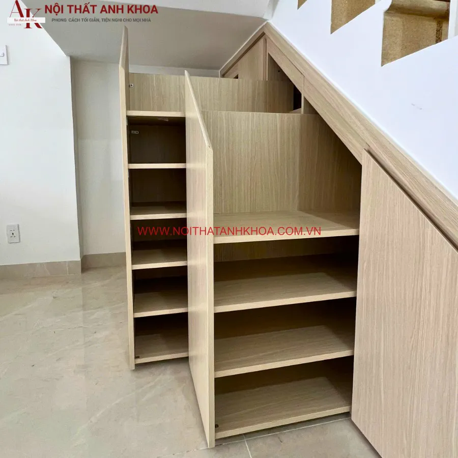 Tủ Cầu Thang Gỗ Công Nghiệp Thiết Kế Thông Minh