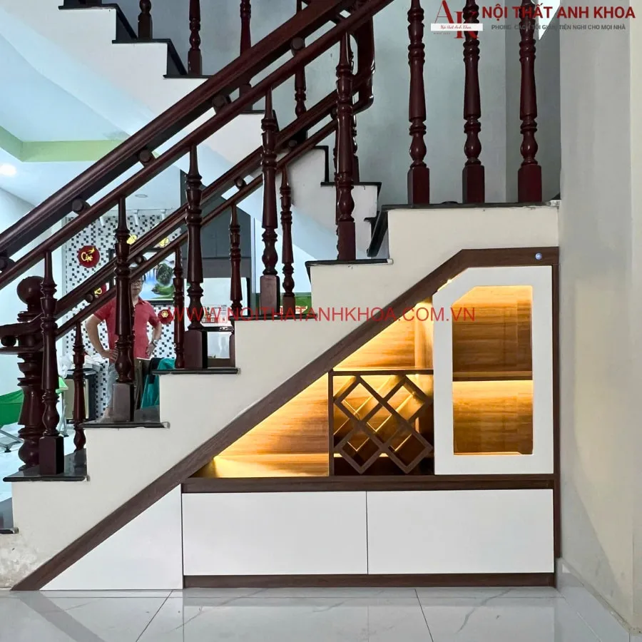 Tủ Cầu Thang Hiện Đại Thiết Kế Tối Giản