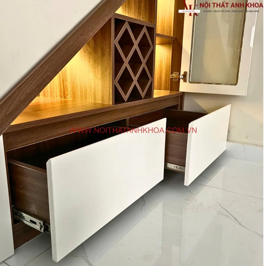 Tủ Cầu Thang Hiện Đại Thiết Kế Tối Giản
