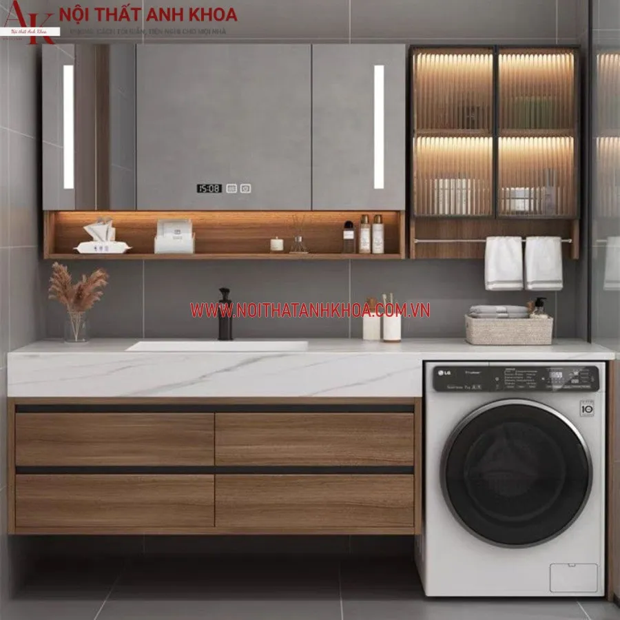 Tủ Chậu Để Máy Giặt Và Lavabo Hiện Đại Phong Cách