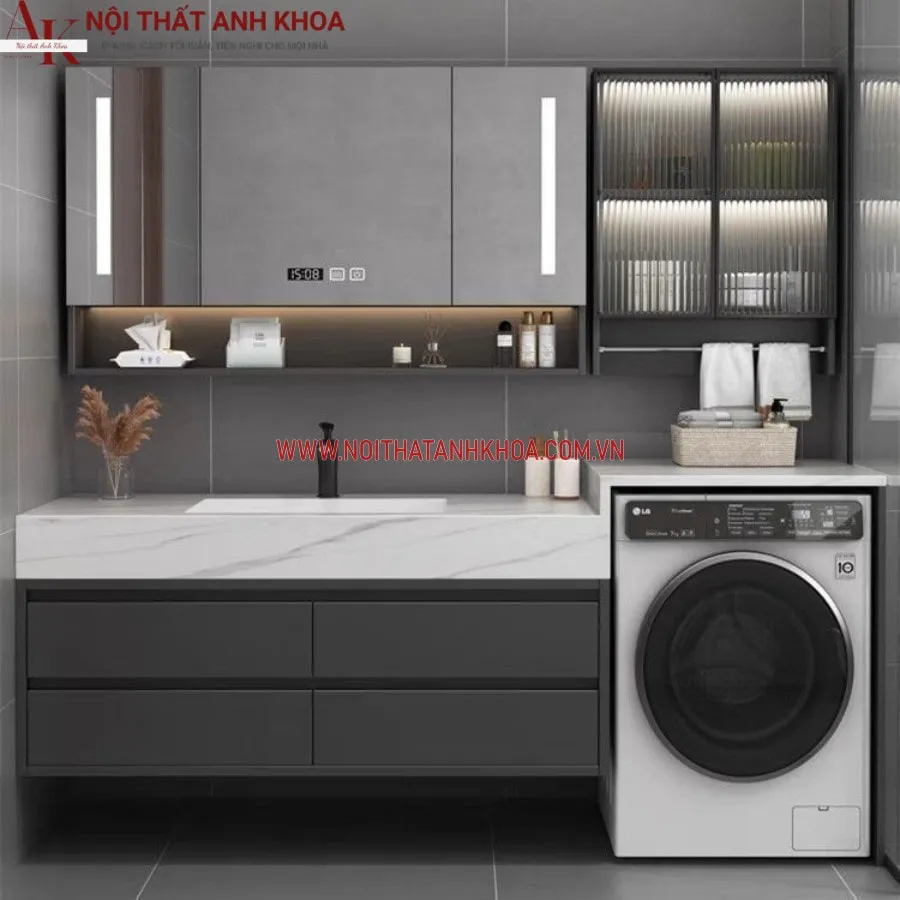 Tủ Chậu Để Máy Giặt Và Lavabo Hiện Đại Phong Cách