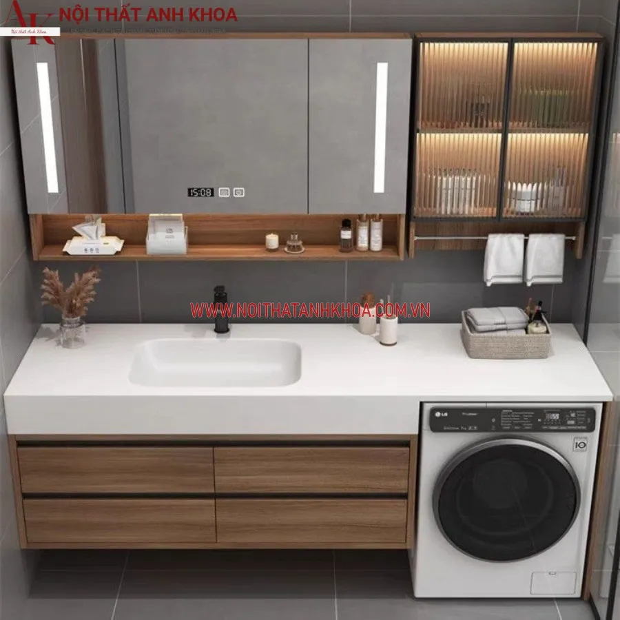 Tủ Chậu Để Máy Giặt Và Lavabo Hiện Đại Phong Cách