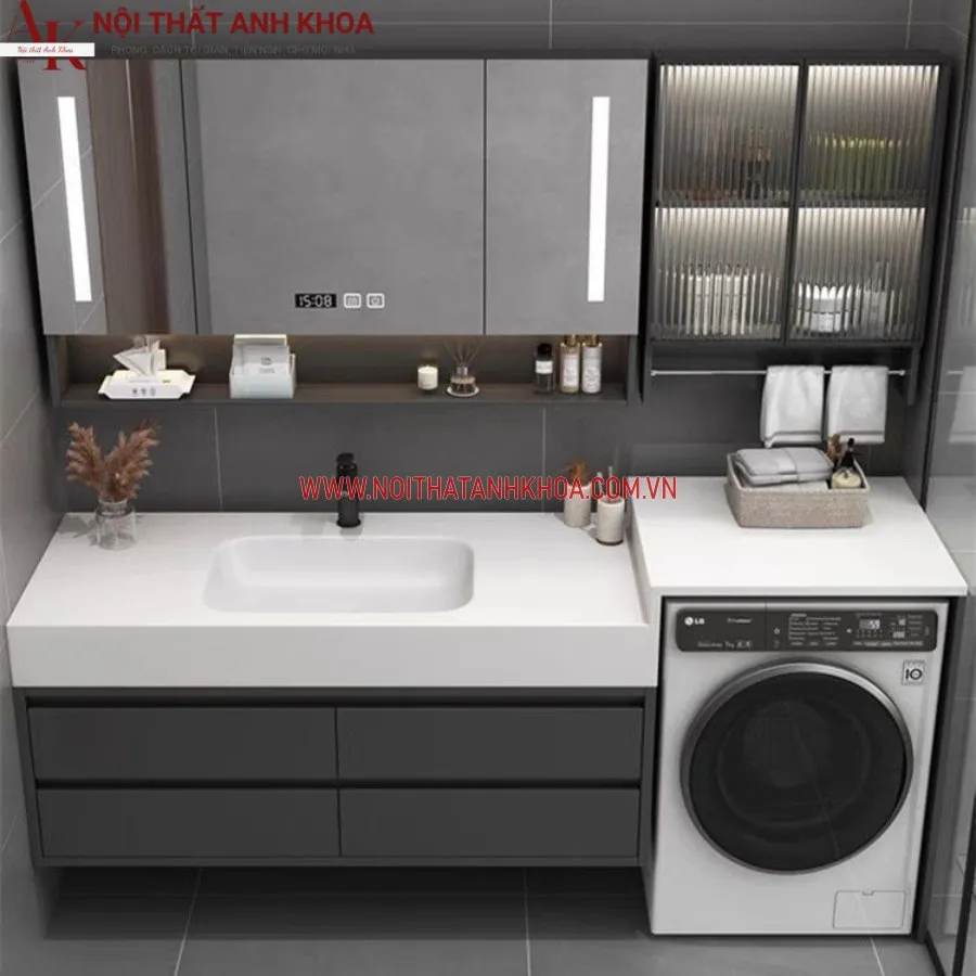 Tủ Chậu Để Máy Giặt Và Lavabo Hiện Đại Phong Cách