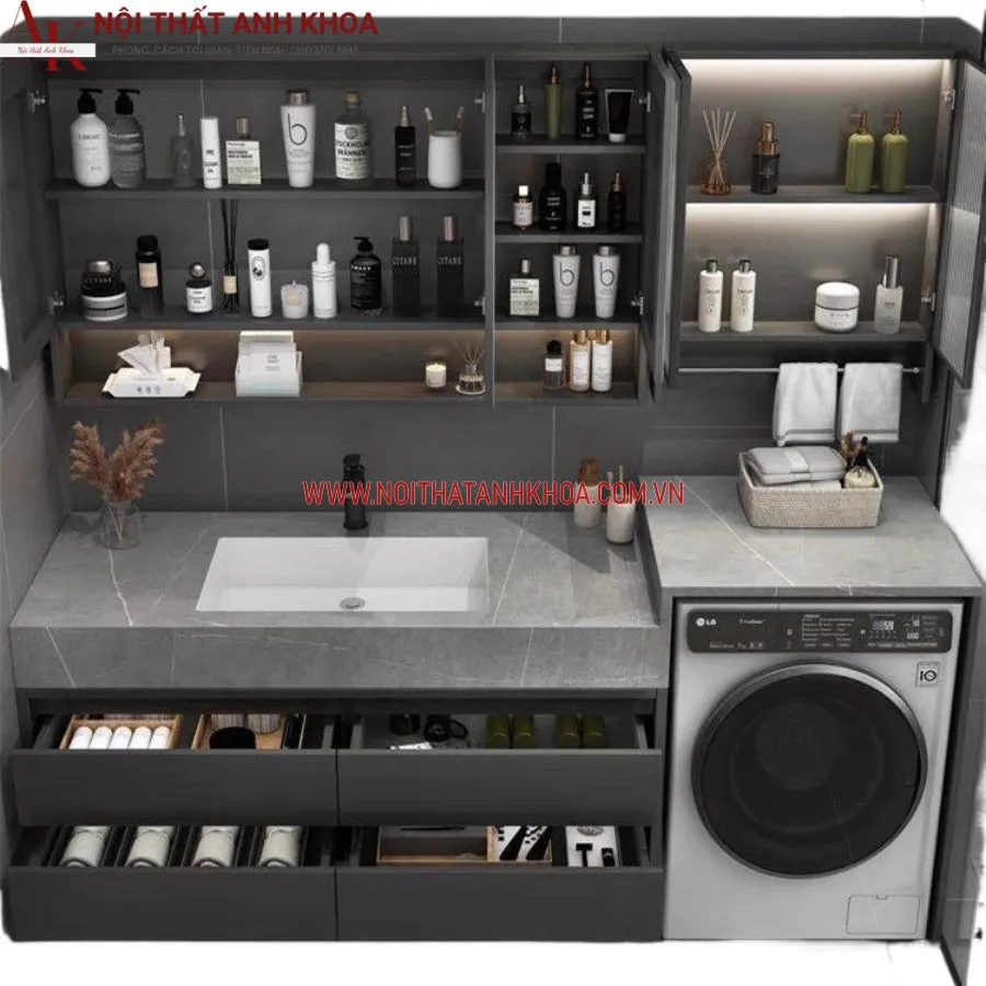 Tủ Chậu Để Máy Giặt Và Lavabo Hiện Đại Phong Cách