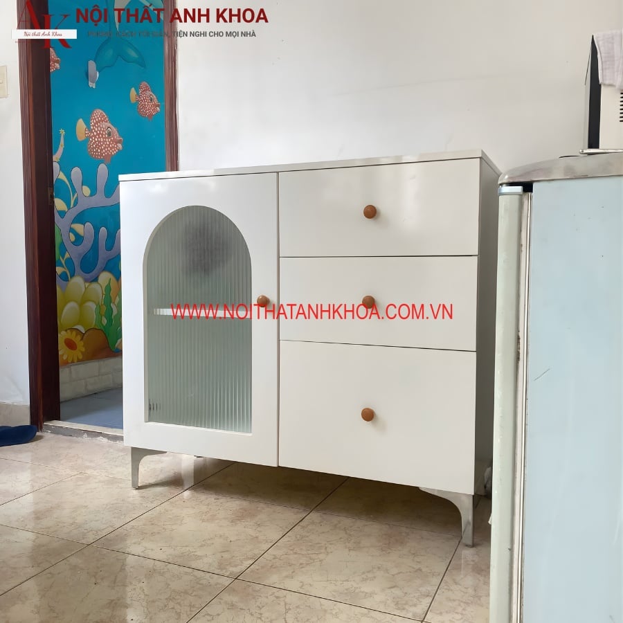 Tủ Đựng Đồ Khô Kết Hợp Cánh Kính Đẹp Hiện Đại