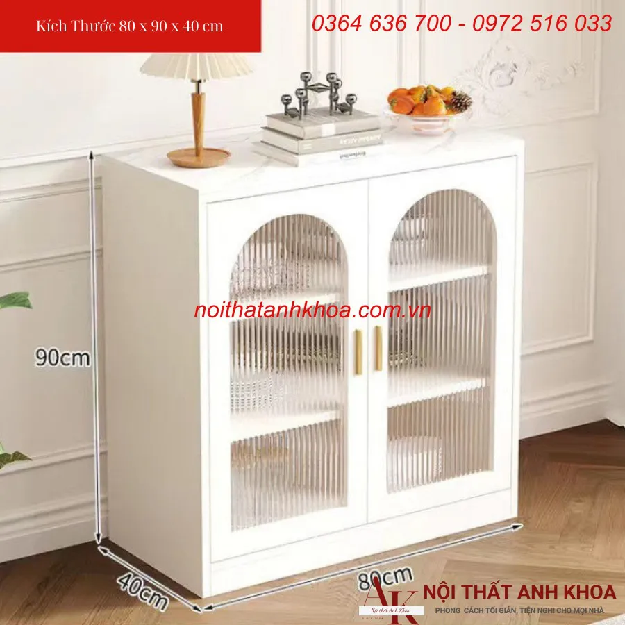 Tủ Chén Gỗ Công Nghiệp MDF Cánh Kính Đa Dạng Kích Thước, Mẫu Mã
