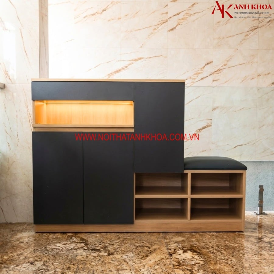 Tủ Giày có Ghế Ngồi Gỗ Công Nghiệp Thông Minh Tiện Lợi
