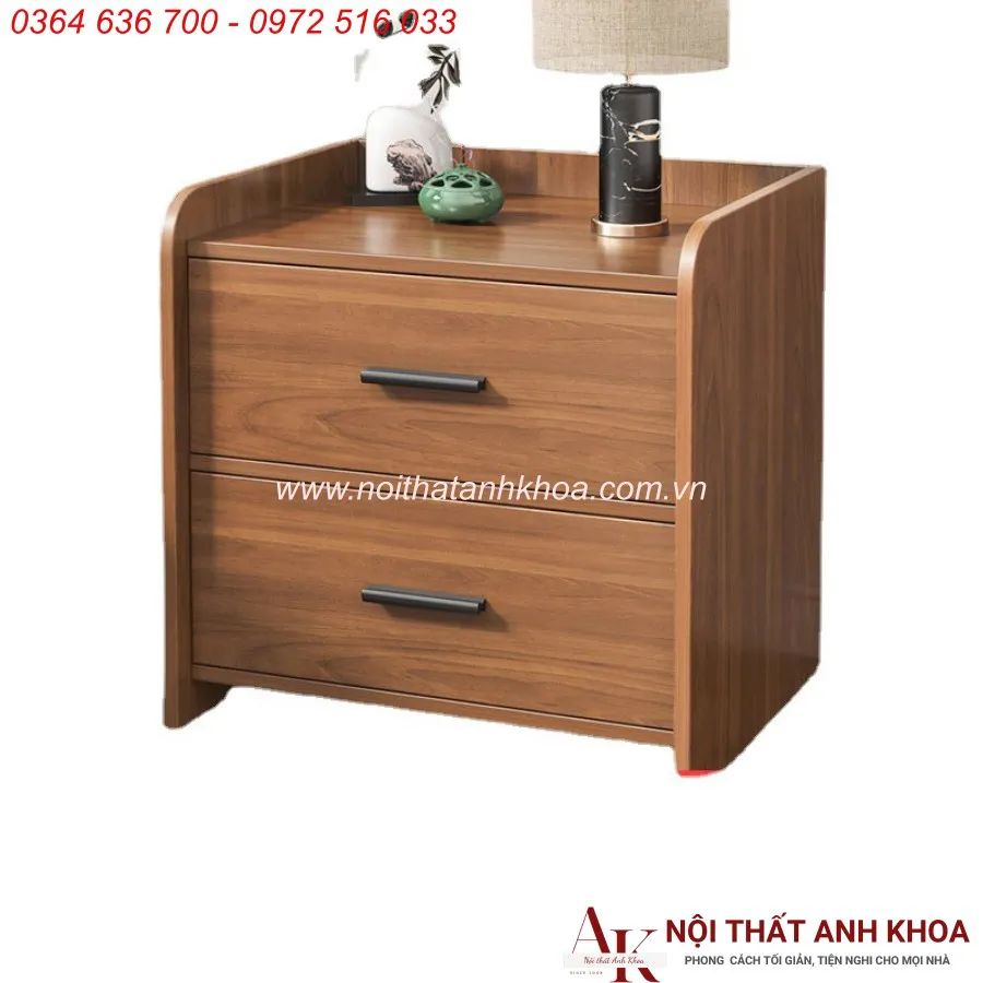 Tủ Đầu Giường 2 Ngăn Màu Nâu Vân Gỗ Đẹp