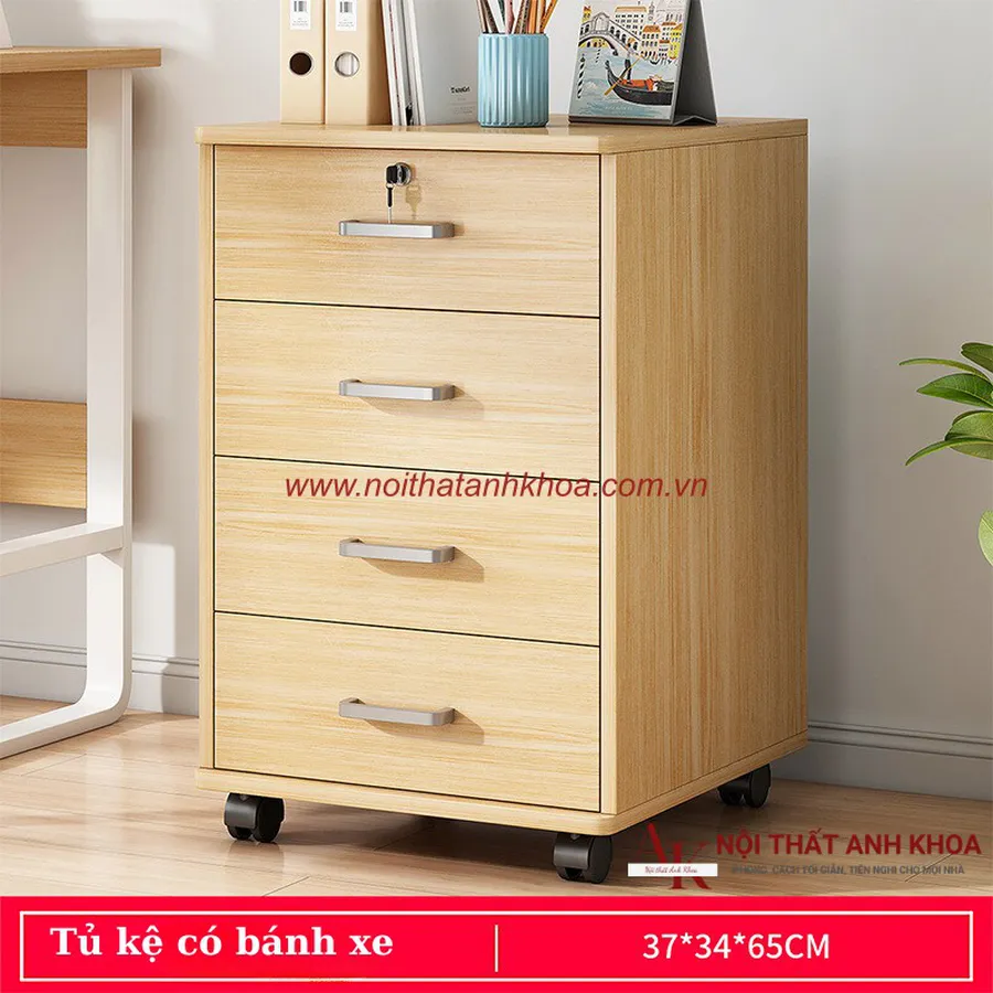 Tủ Đầu Giường Gỗ Ép Có Bánh Xe Đẹp Đa Dạng Mẫu Mã