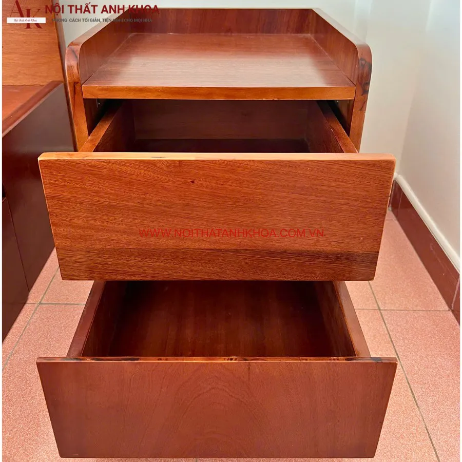 Tủ Đầu Giường Gỗ Ghép Phủ Xoan Đào Giá Tốt 