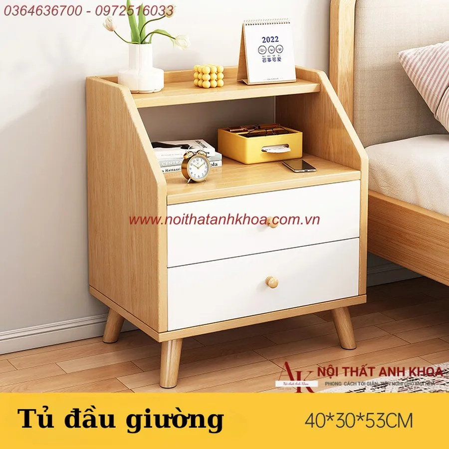 Tủ Đầu Giường Gỗ MDF 4 Chân Gỗ Thiết Kế Đẹp Giá Rẻ
