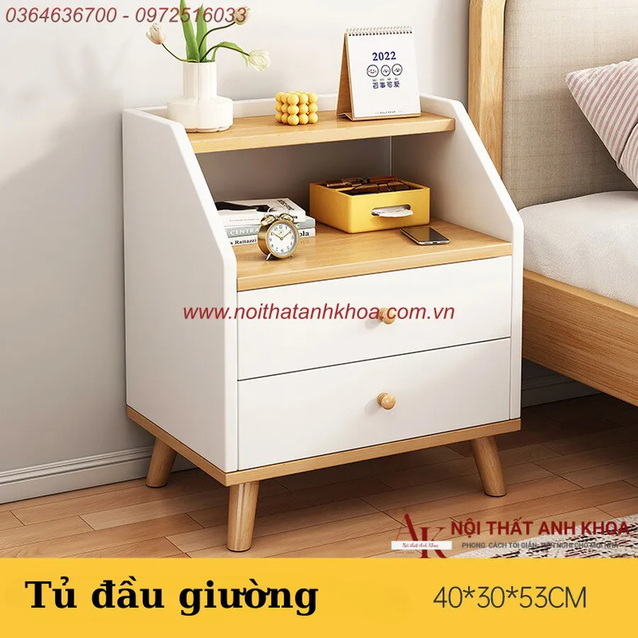 Tủ Đầu Giường Gỗ MDF 4 Chân Gỗ Thiết Kế Đẹp Giá Rẻ