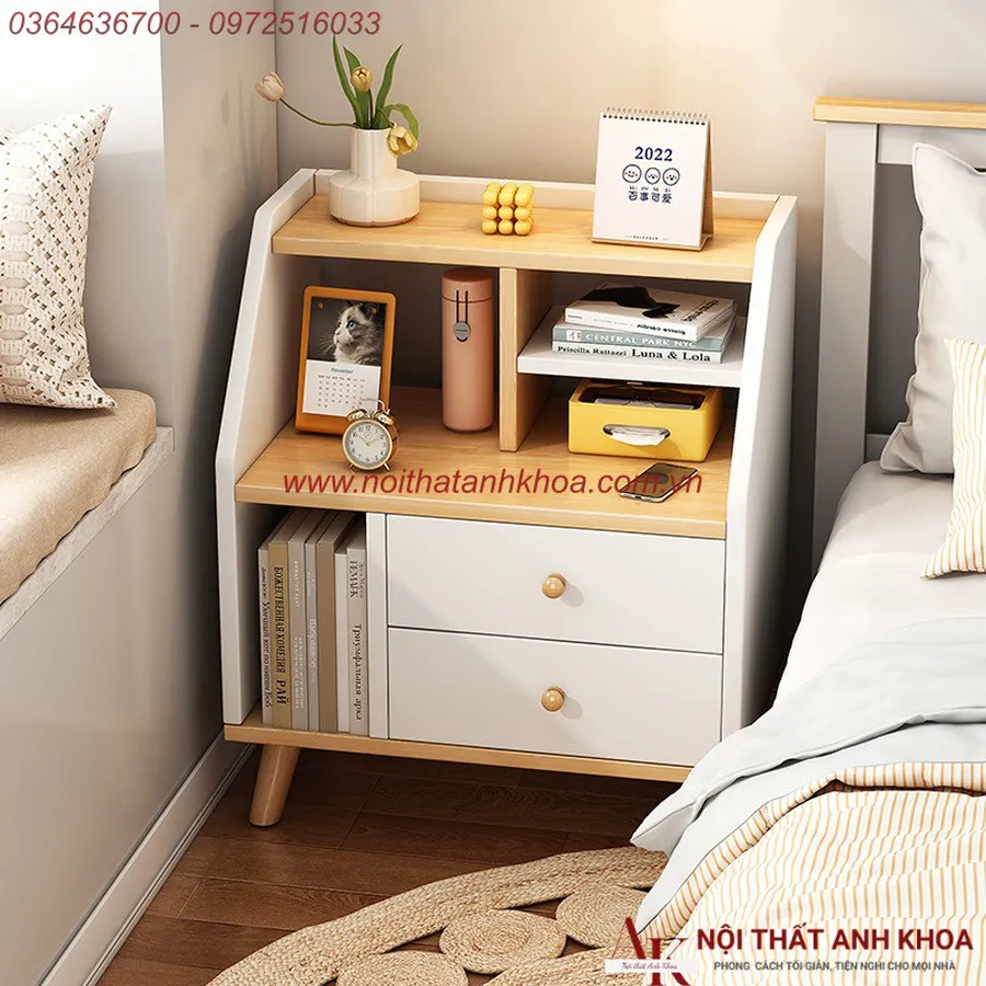 Tủ Đầu Giường Gỗ MDF 4 Chân Gỗ Thiết Kế Đẹp Giá Rẻ