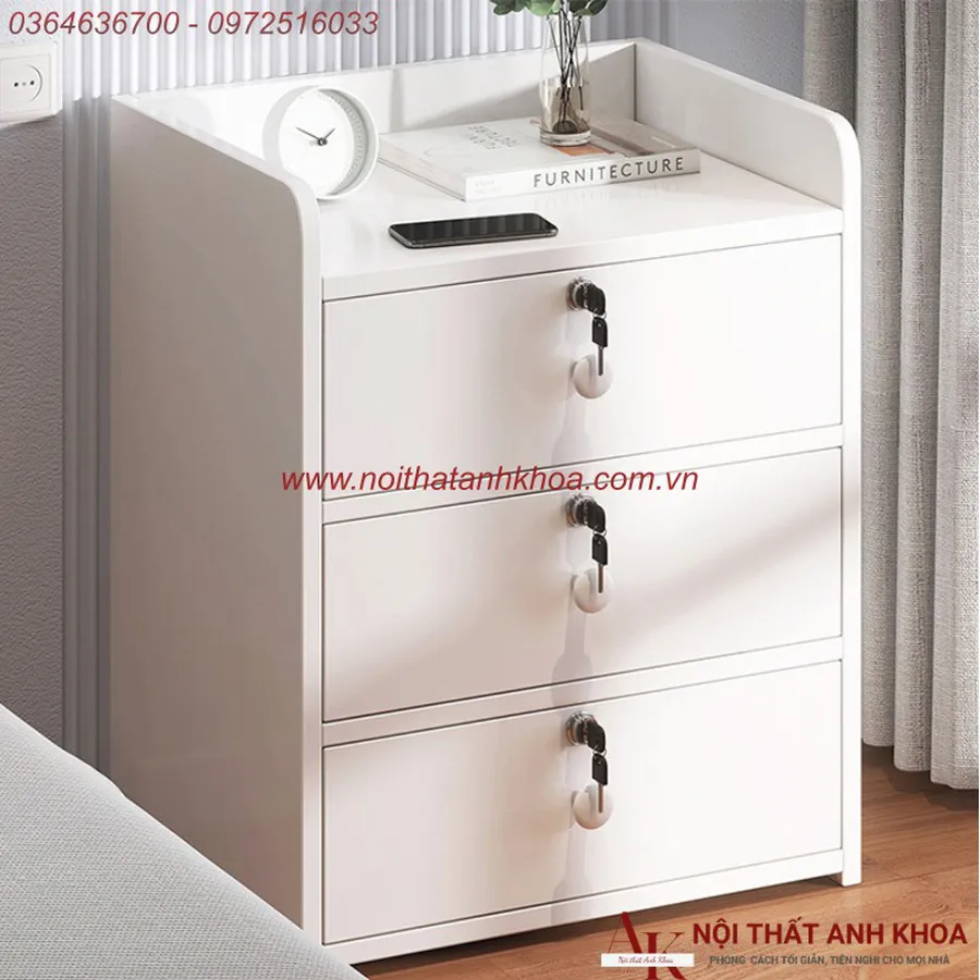Tủ Đầu Giường Gỗ MDF Có Khoá Đẹp Đa Dạng Mẫu Mã