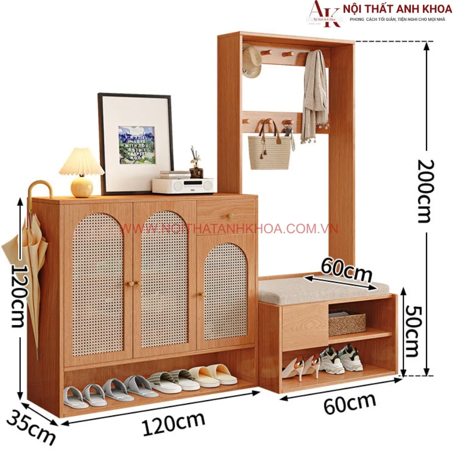 Tủ Để Giày Dép Kết Hợp Kệ Treo Đồ Đẹp Hiện Đại