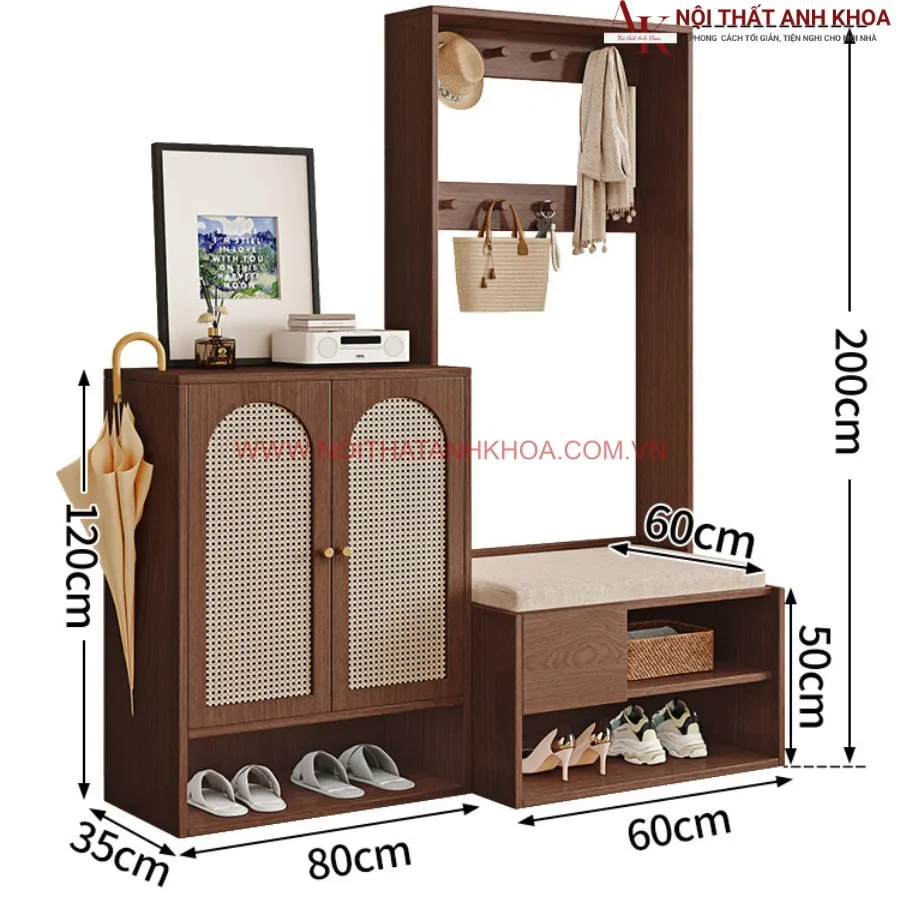 Tủ Để Giày Dép Kết Hợp Kệ Treo Đồ Đẹp Hiện Đại