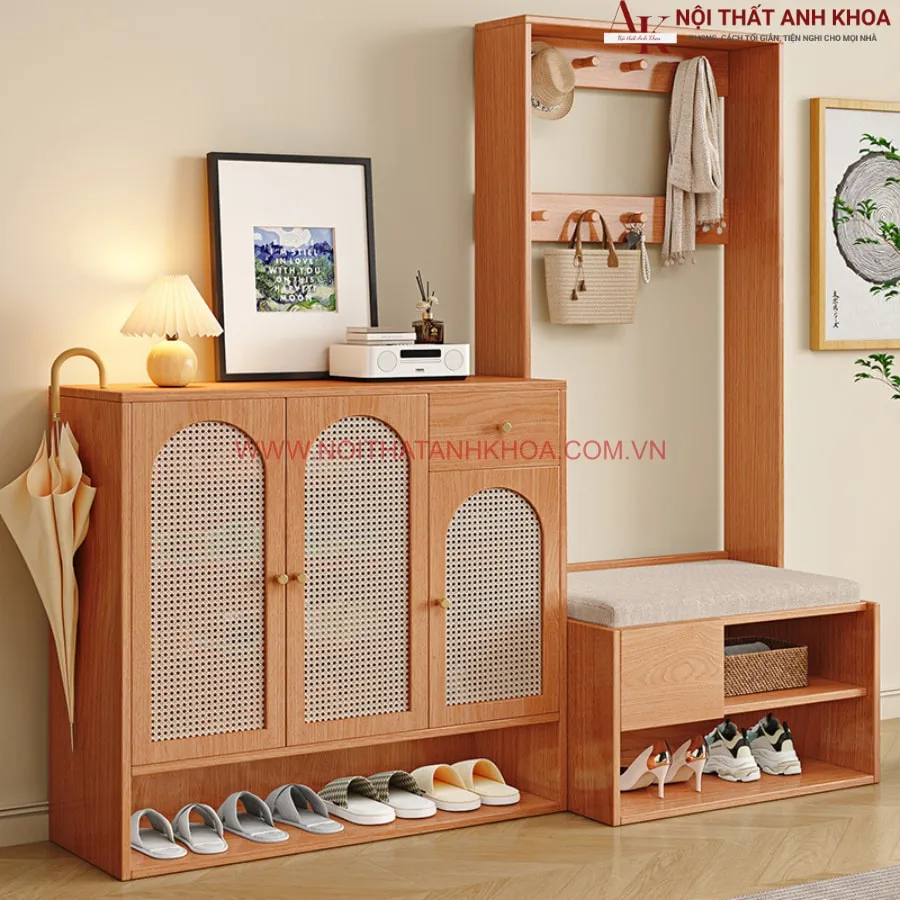 Tủ Để Giày Dép Kết Hợp Kệ Treo Đồ Đẹp Hiện Đại