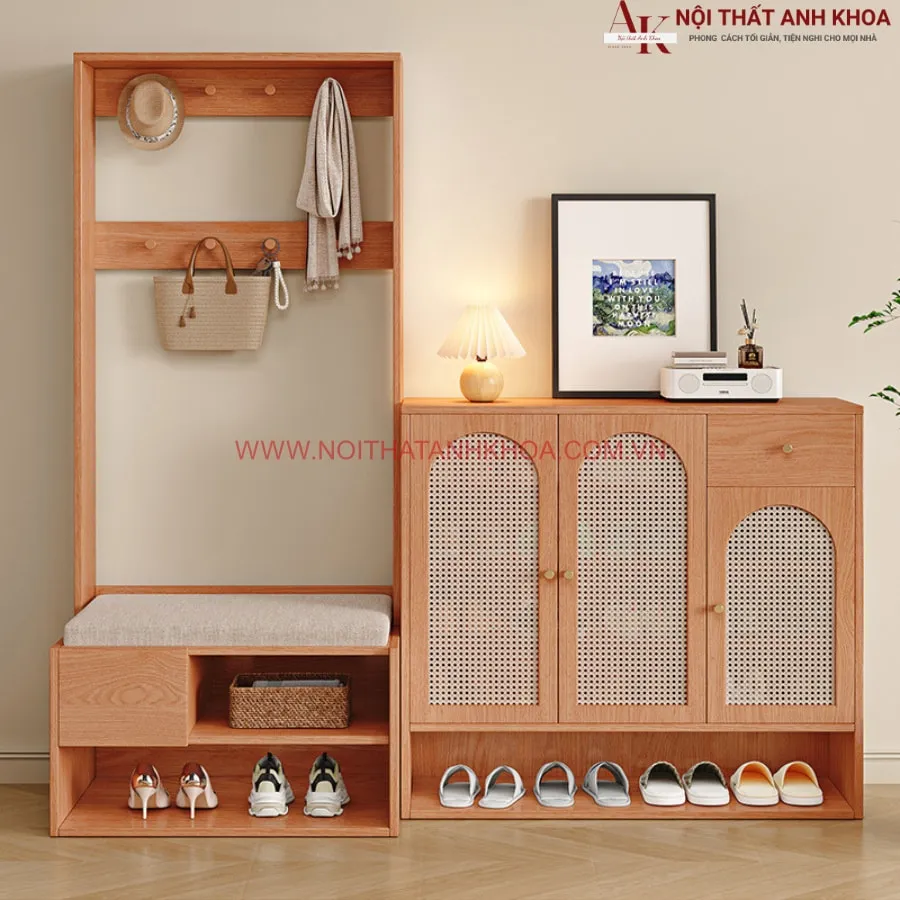 Tủ Để Giày Dép Kết Hợp Kệ Treo Đồ Đẹp Hiện Đại