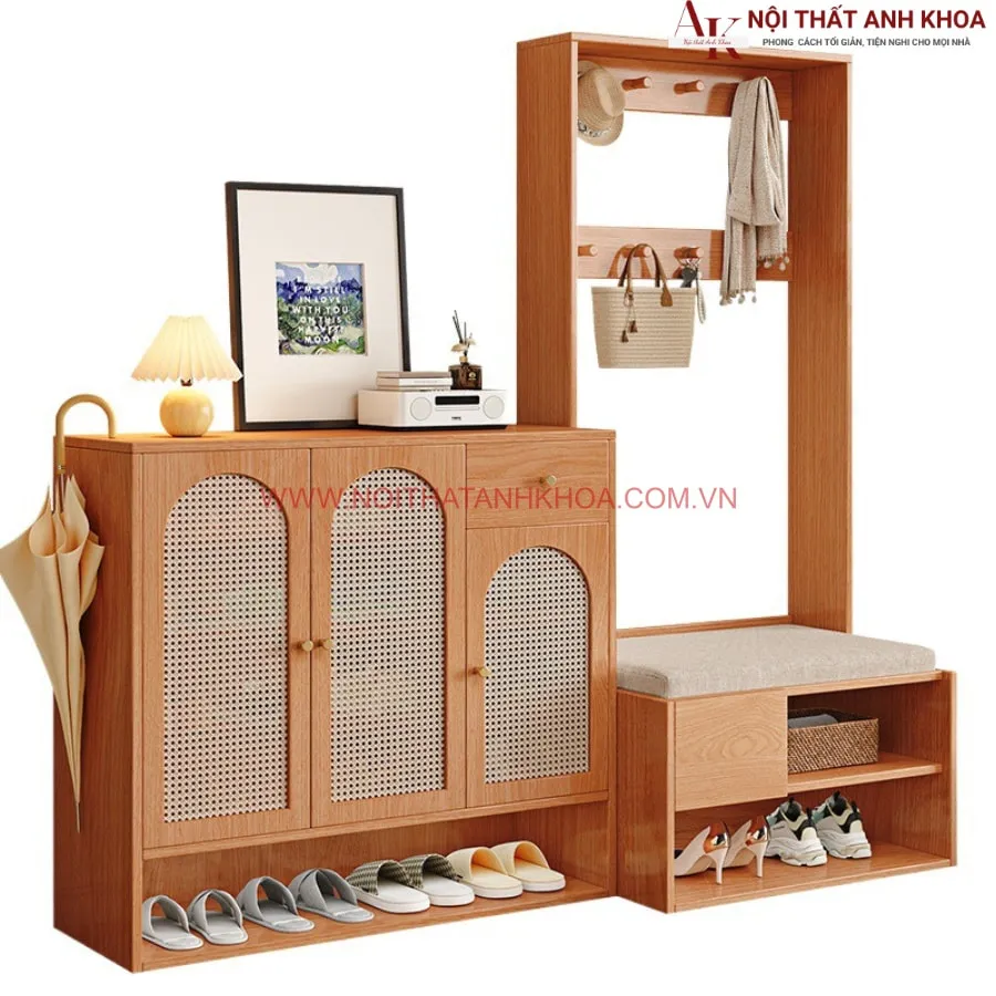 Tủ Để Giày Dép Kết Hợp Kệ Treo Đồ Đẹp Hiện Đại