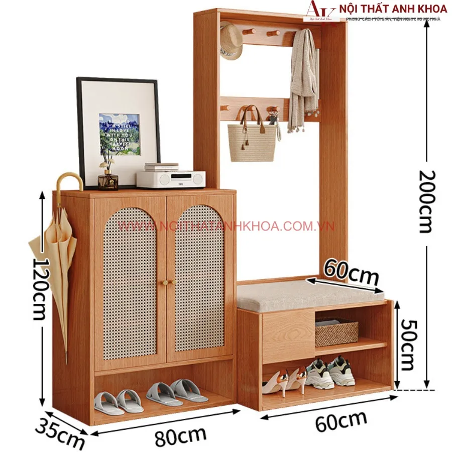 Tủ Để Giày Dép Kết Hợp Kệ Treo Đồ Đẹp Hiện Đại