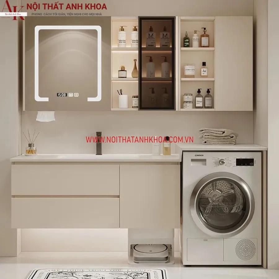 Tủ Để Máy Giặt Kết Hợp Tủ Lavabo Hiện Đại