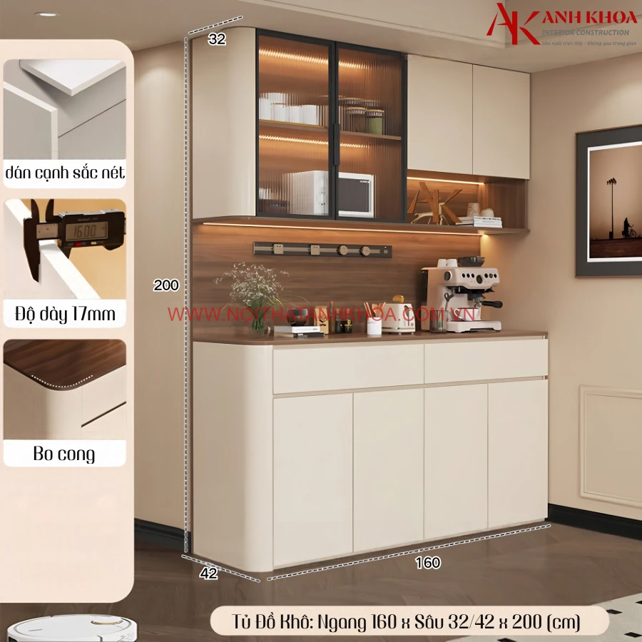 Tủ Đồ Khô Gỗ Công Nghiệp Hiện Đại Sang Trọng