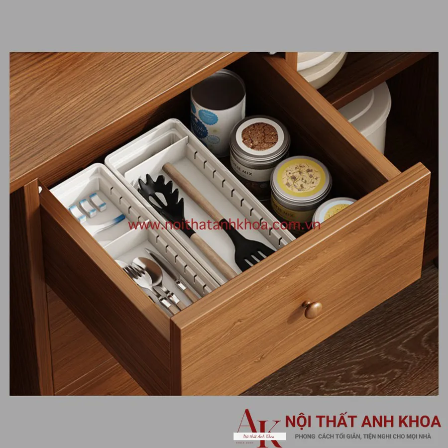 Tủ Đựng Chén Bát Gỗ MDF Màu Nâu Bền Chắc Chắn