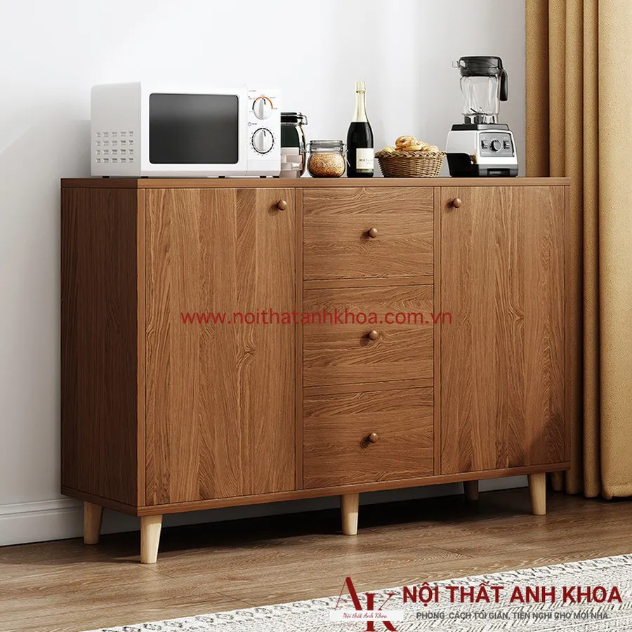Tủ Đựng Chén Bát Gỗ MDF Màu Nâu Bền Chắc Chắn
