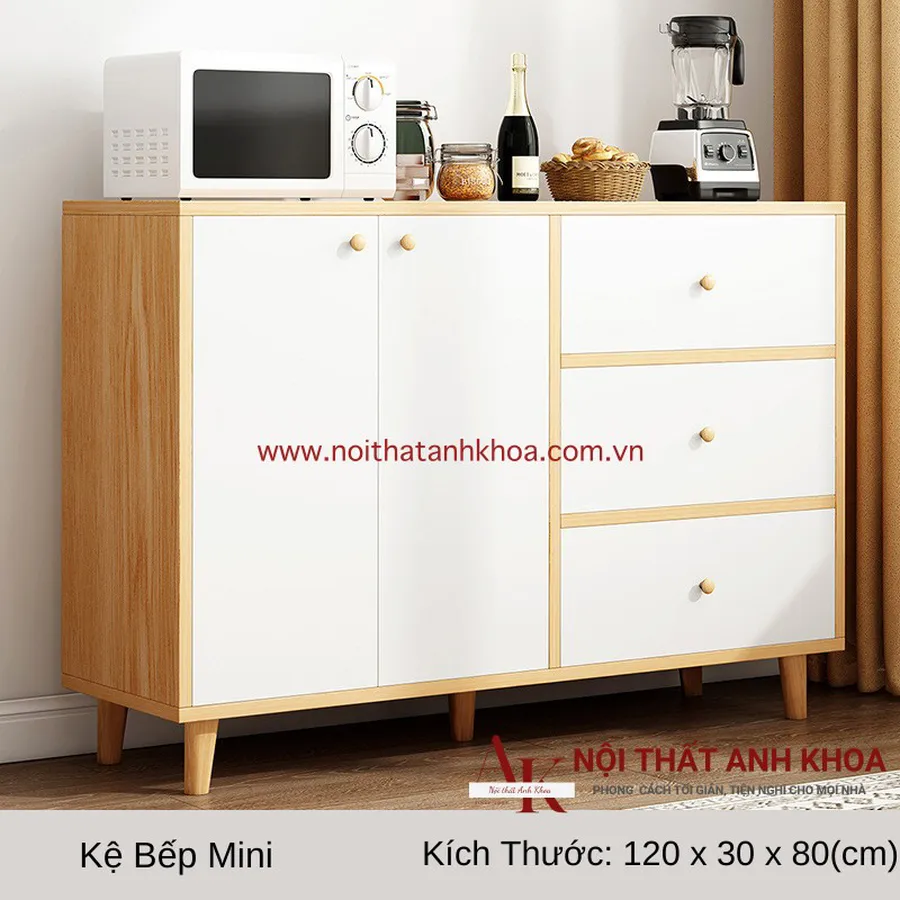 Tủ Đựng Chén Bát Gỗ MDF Màu Nâu Bền Chắc Chắn